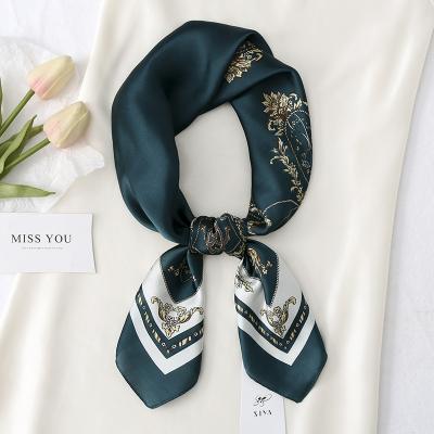 China Rose Flower Temperament Ladies Thin Square Spring Towel Silk Scarf And Korean Summer Small Square Towel for sale