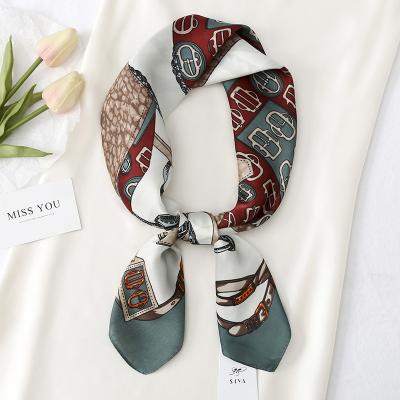 China New Simulation Square Female Silk Scarf Fashion Wild Small Square Towel Printing 70cm Square Towel Scarf for sale