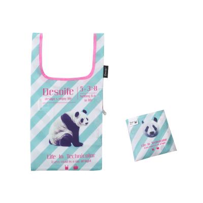 China Wholesale Custom 210d Polyester Reusable Foldable Shopping Bags Ladies Mini Handbags Eco-friendly Eco-Friendly Designer Women's Foldable Shopping Bags for sale