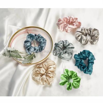 China Wholesale fashion scrunchies silk band 22MM luxury pure silk hair scrunchies custom logo for sale