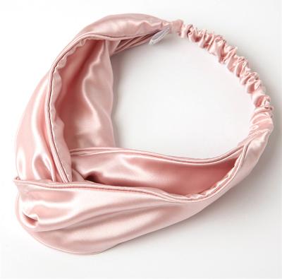 China OEKO-Tex100 satin headbands solid color elastic band sexy silk twisted silk headband for sale