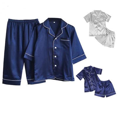 China Quality Breathable Cute Organic Soft Silk Boys Satin Pijamas Children's Simple Pajamas Pajamas for sale