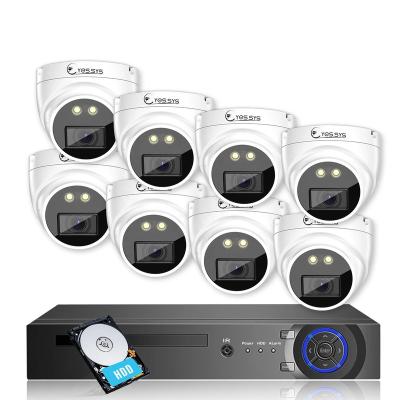 China Eyes.sys 8PCS 5MP 2.8mm Wide Lens Color Night Vision PoE Dome Security Camera 8CH 8MP 4K PoE NVR Two Way Audio System 4TB HDD for sale