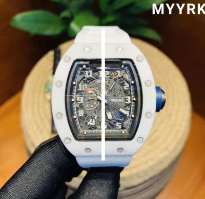 China Mens Private Label Fashion Hip Hop Automatic Mechanical Luxury Watch RM Date Watches Silicone Mens Automatic Strap Iced Out Bling for sale