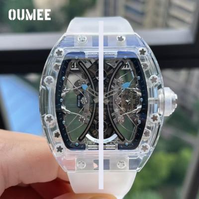 China Automatic Date MISSFOX Tonneau Shape Watches Single Row Diamond Round Classic Style Relogio Masculino Men's Platinum RM Mens Watch Wholesale for sale