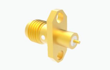 China SMA Female 2-hole Flange Brass RF Coaxial Connector for Aerospace Application for sale