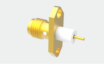 China SMA Conector coaxial RF de latão de flange feminino de 2 buracos para aplicação em aerossápia à venda