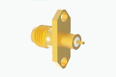 China Brass Housing SMA Series Female 2-hole Flange RF Coaxial Connnector for sale