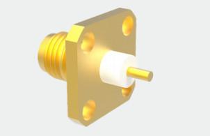 China SMA Female Brass 4-hole Flange RF Coaxial Connector for Communication for sale