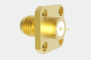 China Conector coaxial RF de latão / aço inoxidável 50Ω Impedância Aeroespacial SMA Fêmea Flange de 4 buracos à venda