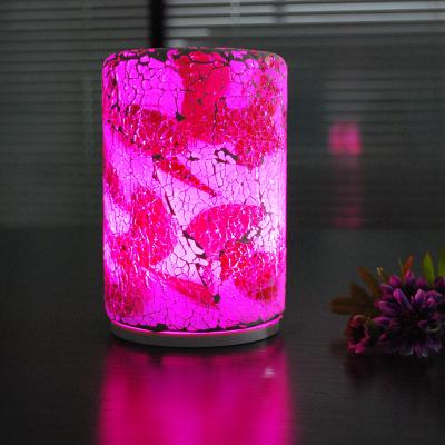 China Fashionable  crack pattern intelligent remote glass 90*140mm size LED table lamp. for sale