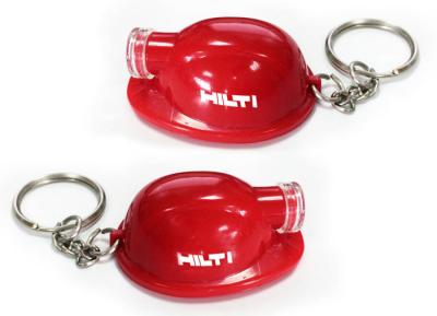 China Red Mini Key Chain with Decorative LED Lamps Safety Helmet shape for sale