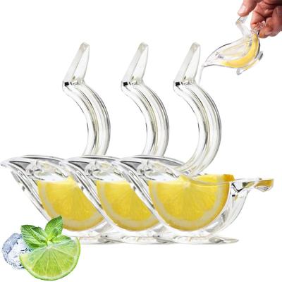 China Viable Transparent Fruit Squeezer Manual Clip Lemon Kitchen Bar Instrument Bird Shape Lemon Wedge Home Squeezer for sale