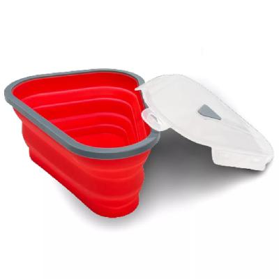 China Microwavable Reusable Collapsible Silicone Pizza Slice Folding Storage Container Silicone Pizza Box Container With Lids for sale