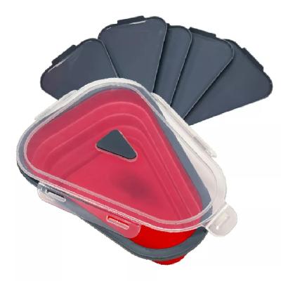 China Srorage Hot Selling Microwavable Collapsible Slice Box Reusable Folding Silicone Pizza Storage Container for sale