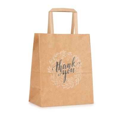 China Gift Thank You Bulk Gift Kraft Paper Bag Packaging With Handles for sale