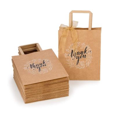 China Biodegradable Thank You Gift Wrapping Paper Bag Bulk Packaging With Handles for sale