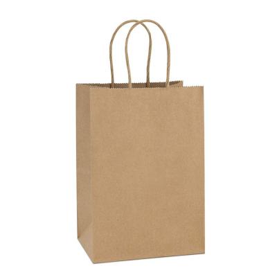 China Recyclable Small Kraft Gift Craft Paper Shopping Bag With Handles Bulk for sale