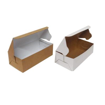 China Recyclable White And Brown Flute Usable Cubes Displays Pastry / Brownie / Chocolate Paper Packaging Box for sale