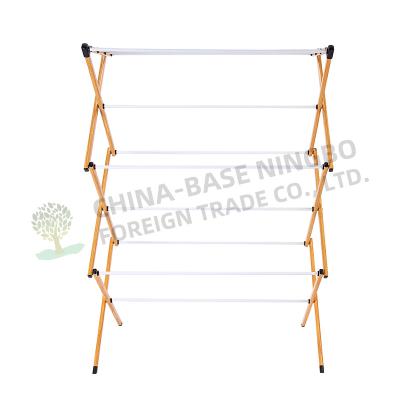 China CLASSIC Wooden 3 Tier Hanger Foldable Laundry Drying Rack for Bathroom and Towels for sale