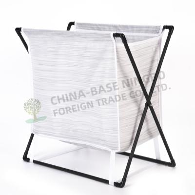 China Tropical X-frame Standing Foldable Cotton Laundry Hamper Storage Container For Dirty Clothes for sale