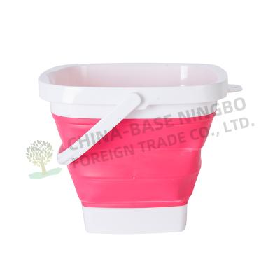 China Viable Wholesale Household Collapsible Wash Basin Square Increased Strip Pail Silicone Collapsible Bucket With Handle For Camping for sale