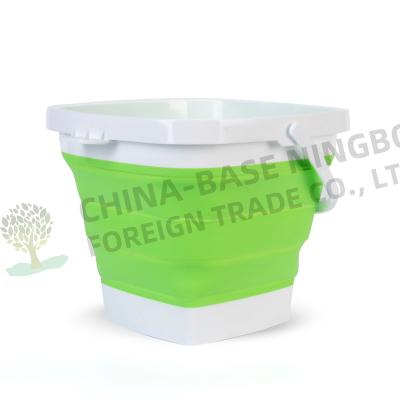 China Sustainable Multicolor Outdoor Camping Fishing Portable Bathroom Kitchen Bucket Place Washing Silicone Collapsible Bucket for sale