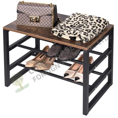 China Modern 2-Tier Shoe Racks Deluxe Heavy Duty Shoe Organizer With High Quality MDF Beach Seat for sale