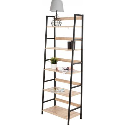 China Modern 5-Tier Shelf Industrial Ladder Factory Bookcase Rack Wide Wood Board Shelf For Living Room Bedroom for sale