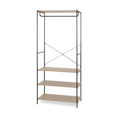 China Traditional Wholesale High Quality Large Storage Cabinet Steel Frame Clothes Railing Bedroom Black for sale