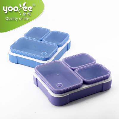 China Large Three Boxes BPA Food Safe Separate Inner Separate Crisper Storage PP Leakproof Lunch Box For Safe for sale