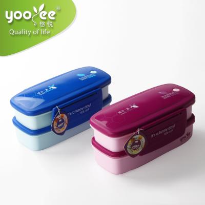 China Eco-Friendly Microwavable Double-Ended Plastic Lunch Box For Kids, Bento Box With Compartment for sale