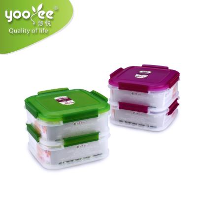 China Food Grade Microwavable Square Heat Resistant Plastic Food Storage Container With Lid And Handle for sale