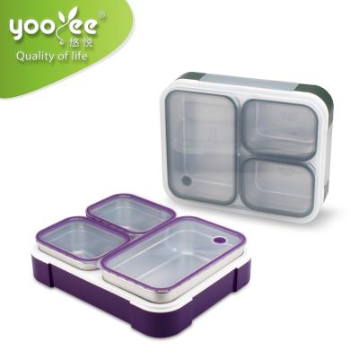 China 3 Compartment BPA Safe Stainless Steel Vacuum Insulated Lunch Box Tiffin Food Storage Box New For Food With Lid for sale