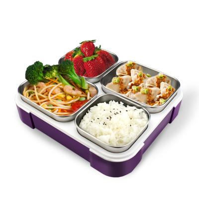 China BPA Free Safe 4 Compartments Bento Lunch Box For Kids With Inner Boxes Stainless Steel Lunch Box for sale