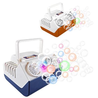 China Battery Operated Blower Toy Stage Electric Bubble Machine Summer Plastic Happy Kids Bubble Game for Party for sale