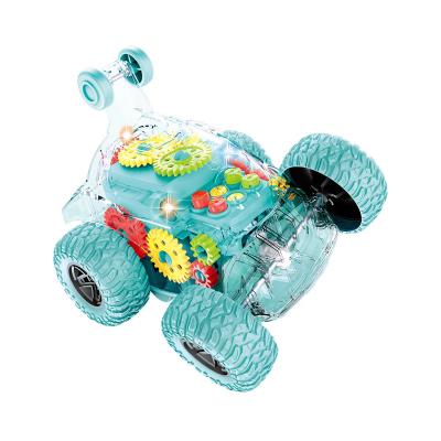 China Rotation Concept Standing Musical Electric Universal Transparent Gear 360 Degree Rotation Stunt Rolling Car With 12.5*12.5*12cm Light&Music for sale