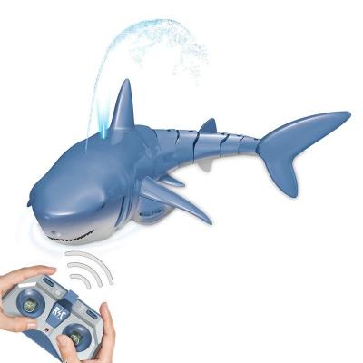 China 2.4G Simulation Rc Automatic Waterproof Underwater Electric Fish Boat Remote Control Shark Return Toys With Jet Bath Shark Light Animal Toys 72 for sale