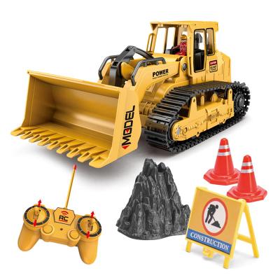 China Sound Engineering Electric Plastic Car 6CH Radio Control Music R/C 1/18 Wheel Track Light R C RC Building Bulldozer Toy for sale