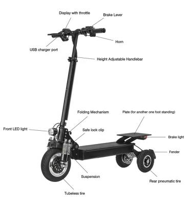 China Hikerboy Unisex Scooters Electric Motorcycle For Adult Off Road Standing Kick Scooter 3 Wheels for sale