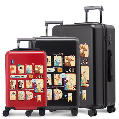 China Wholesale Colorful Factory PC Travel Luggage Bag 3 Pieces Set Suitcase Luggage Trolley for sale