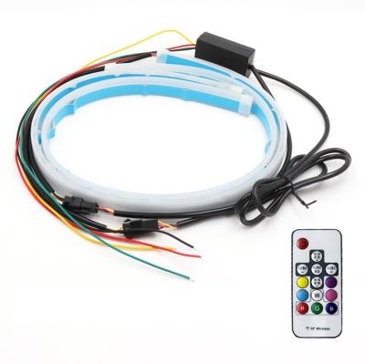 China 2019 New 30/45/60cm Remote Control Car 2019 Ultra-thin Silicone RGB Car DRL Flowing Led Daytime Running Light for sale