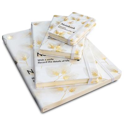 China Wholesale cheap hardcover customized logo printing foil sliver color gold notebook with elastic pocket for sale