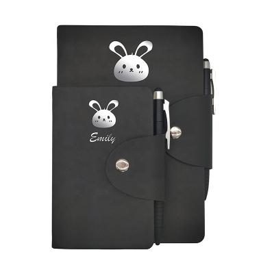 China Printed Cute Daily Planner Holi Foil Stamping Monthly Planner Agenda Mickey Mouse Pattern Black Leather for sale