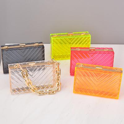 China New Transparent Acrylic Chain Party Evening Purse Clutch Bag Messenger Bags Small Square Clutch Acrylic Evening Bag Clear for sale