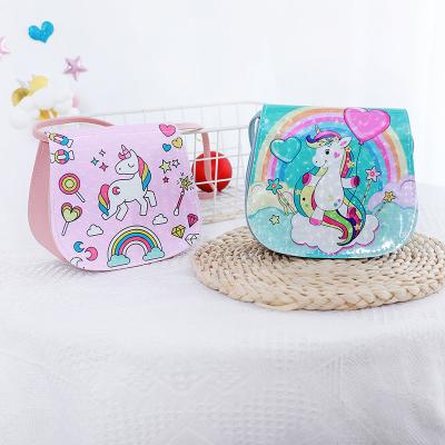 China Waterproof 2022 Small Mini Cute PU Sling Bag Messenger Cartoon Unicorn Kids Fashion Party Shoulder Bags for sale