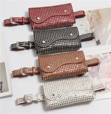 China Fashionable Water Proof Rivet Decoration Is Removable Cross - Body Bag Leather OEM Designer Women Belt Waist Bags for sale