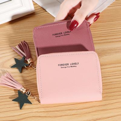 China Tassel Style Ladies Girl Zipper Bag Personality Waterproof Korean Cute Coin Purse Small Mini Purses Women Wallets for sale