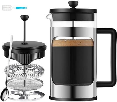 China Viable BPA Free Plastic French Press Coffee Maker Borosilicate Glass Coffee Maker Tea Maker with 3 Filter Screens for sale