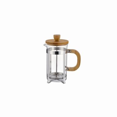 China Eco-friendly 304 Stainless Steel Heat Resistant Filter Thick Borosilicate Glass French Press With Bamboo Handle for sale